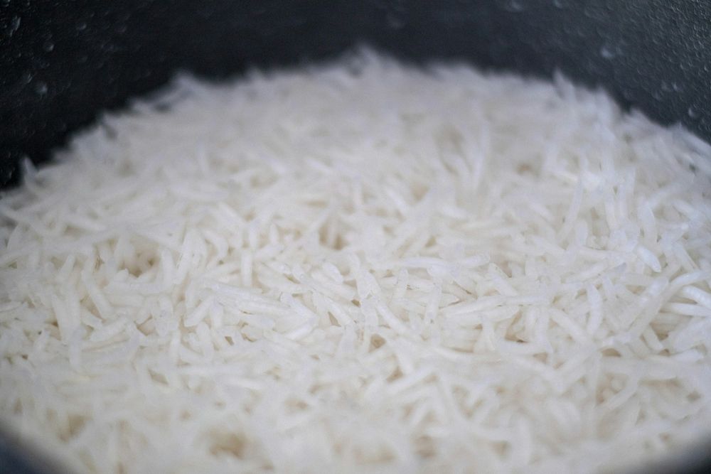 Fluffy cooked white basmati rice